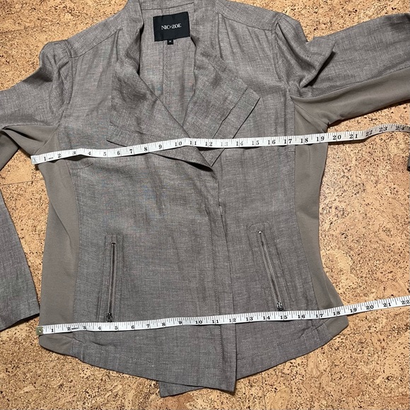 Nic + Zoe Sundown Moto Linen Blend Lightweight Asymmetric Zip Jacket Sz M - Picture 9 of 11